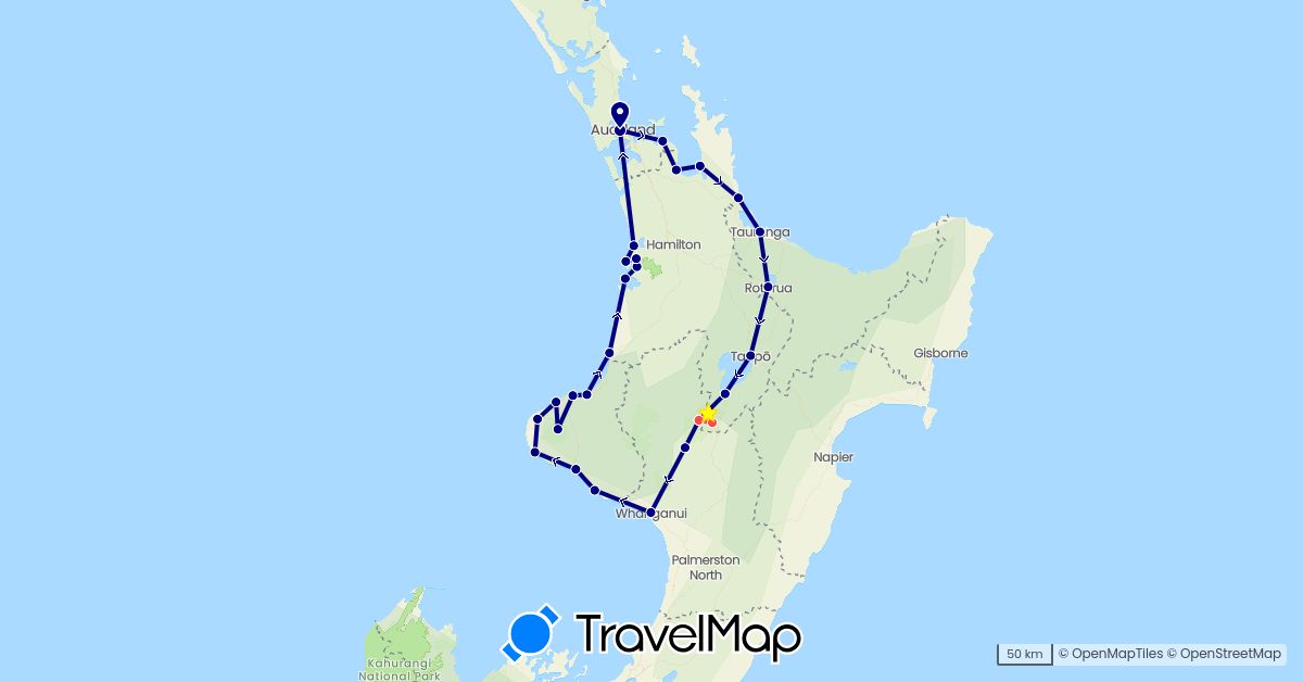 TravelMap itinerary: driving, hiking in New Zealand (Oceania)